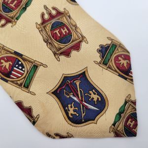 Tommy Hilfiger Men's Yellow Crest Pattern Silk Tie